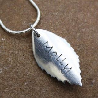 personalised leaf pendant by silver leaves