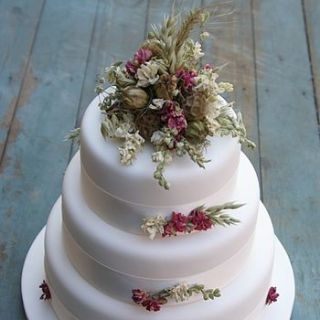 rustic dried flower wedding cake decoration by the artisan dried flower company