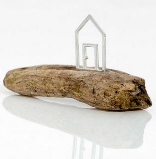 beach hut on driftwood miniature by kate wimbush jewellery