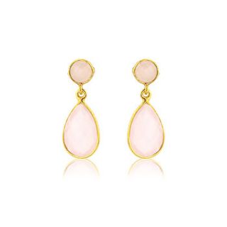 pink chalcedony and gold vermeil earrings by argent of london