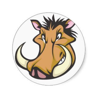 Cute Warthog Cartoon Shirt Round Stickers