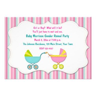 Baby Carriage Gender Reveal Custom Announcement