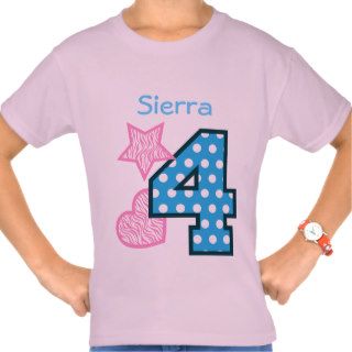 4th Birthday Girl POLKA DOTS  4 year old V43 Tee Shirts