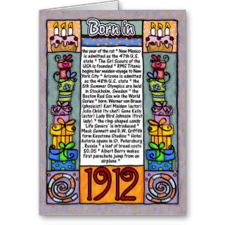 Fun Facts Birthday   Born in 1912 Greeting Cards