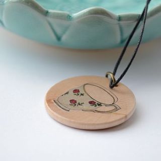 vintage style tea cup necklace by hannah stevens