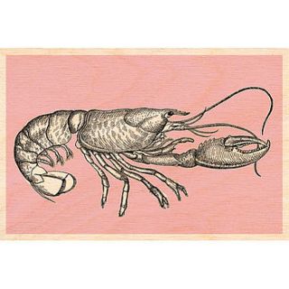 personalised lobster wooden postcard by the plinth