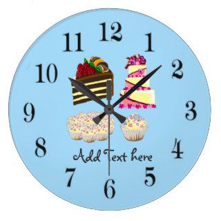 Add name to blue shabby chic cakes, cake makers wallclock