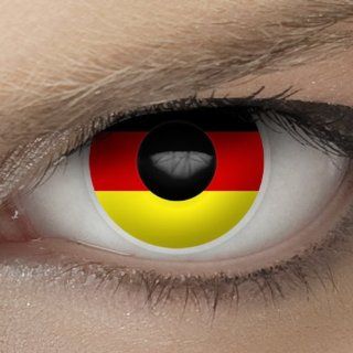 Hochwertige Fan Kontaktlinsen, Fuball WM 2014 in Brasilien, Motiv Flagge "Deutschland" (inkl. gratis Linsenbehlter) Drogerie & Körperpflege
