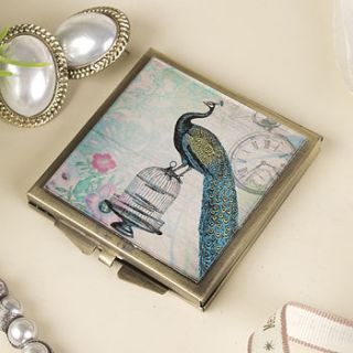 peacock compact purse mirror by dibor