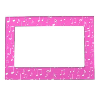 pink girly music notes pattern photo frame magnet