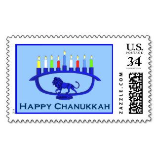 Blue Lion Menorah Postage Stamps