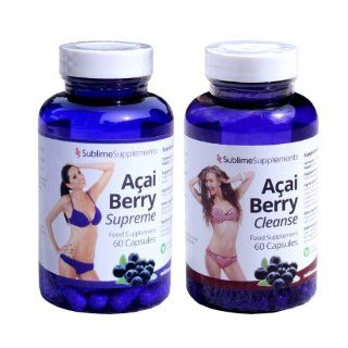 Acai Berry Supreme & Acai Cleanse Combo   ausreichend fr 30 Tage, Nahrungsergnzungsmittel zur Untersttzung von Gewichtsreduktion, Entschlackung & Darmreinigung Lebensmittel & Getrnke