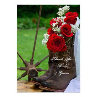 Rustic Roses Country Wedding Thank You Notes Custom Invitation