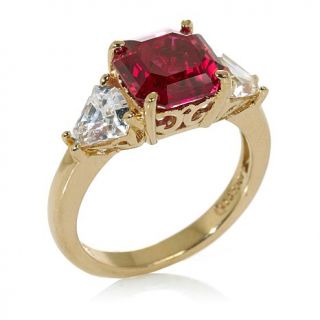 Jean Dousset 5.50ct Absolute™ and Created Ruby Asscher Cut and Kite Sides