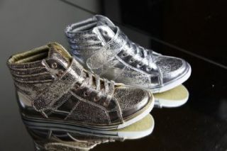 Damen Sneakers Gold Silber neu Glitzer Schuhe & Handtaschen