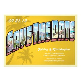 Vintage Beach Destination Save The Date Postcard Personalized Announcements