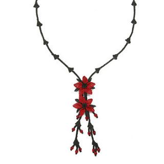 red two flower necklace by a keles
