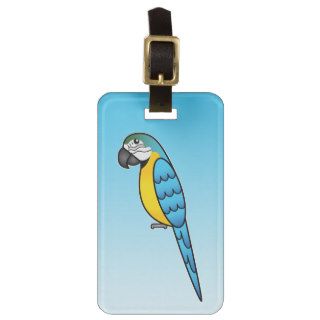 Blue And Yellow Cartoon Macaw Parrot Bird Bag Tags