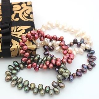 freshwater pearl bracelets on elastic by bish bosh becca