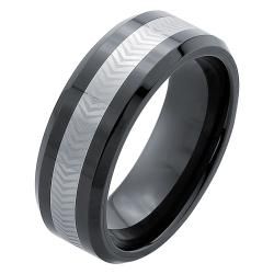 Men's Tungsten Ceramic Laser  Etched Band (8 mm) Men's Rings