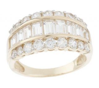Diamonique Baguette and Round 1.10 ct tw Band Ring, 14K —