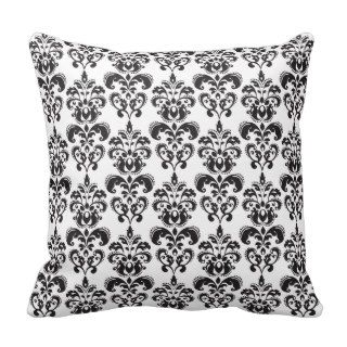 Girly Black and White Vintage Damask Pattern 2 Throw Pillows