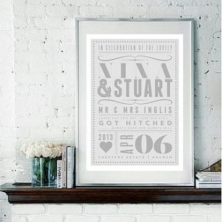 personalised 'the wedding' fine art print by rock the custard