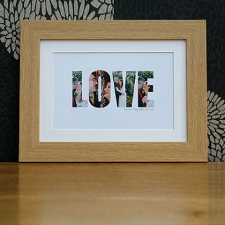 personalised framed ‘love’ photograph print by imagine photowords & craft kits