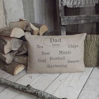 ' dad loves…' personalised cushion by rustic country crafts