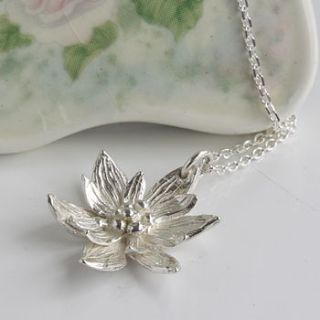 silver lotus flower necklace by caroline brook