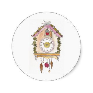 Day Fifty two   Cuckoo Clock Round Stickers