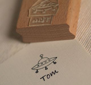 personalised spaceship rubber stamp by pretty rubber stamps
