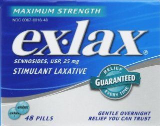 Ex Lax Maximum Strength Laxative Pills 48 ct. Health & Personal Care