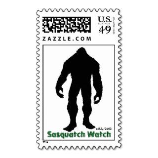 Sasquatch Watch Black Silhouette Postage Stamps