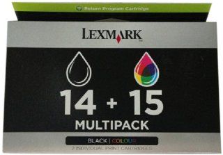 Lexmark 80D2979 14 / 15 Tintenpatrone und farbig Standardkapazitt 175 Seiten, Farbe 150 Seiten 2er Pack, schwarz Bürobedarf & Schreibwaren