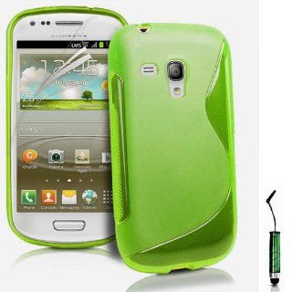 Samsung Galaxy S3 mini GT I8190 Case Tasche Hlle Etui Schutzhlle Schutzfolie, Reinigungstuch, Mini Eingabestift AOA CasesTM (Grn) Elektronik