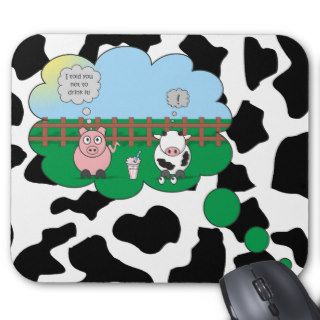 Funny Animals Rudy Pig & Moody Cow Milkshake Mousepads