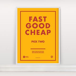 'fast good cheap' screen print by anthony oram