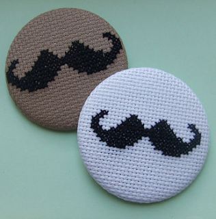 large cross stitch moustache badge by magasin