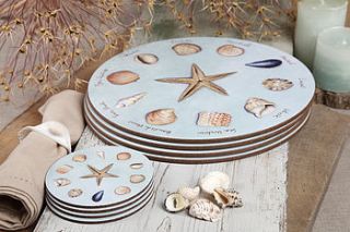 set of four sea shells coasters by club matters