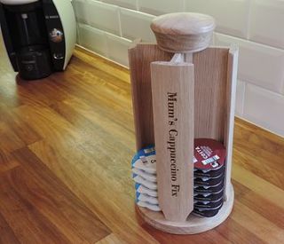 oak coffee machine   tassimo pod stand by wooden keepsakes