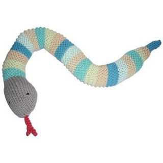 fairtrade knitted toy rattle snake by lindenfrench