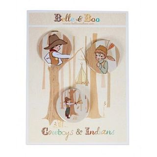 cowboys & indians badge set by belle & boo