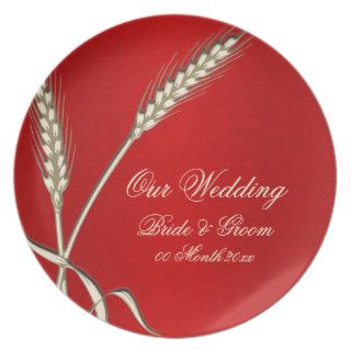 Red cream wedding wheat dinnerware party plate