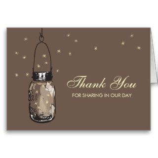 Mason Jar and Fireflies Greeting Cards