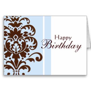 Elegant Damask for Happy Birthday   Customized Greeting Cards