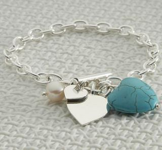 sterling silver and turquoise heart bracelet by hurley burley