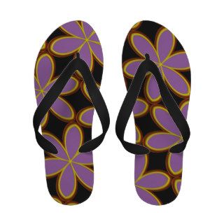 Funky Abstract Purple Floral Retro Flip Flops