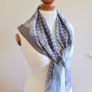 grey polka dot silk scarf by highland angel