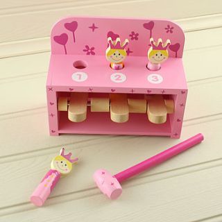 princess popup peg and hammer wooden toy gift by snuggle feet